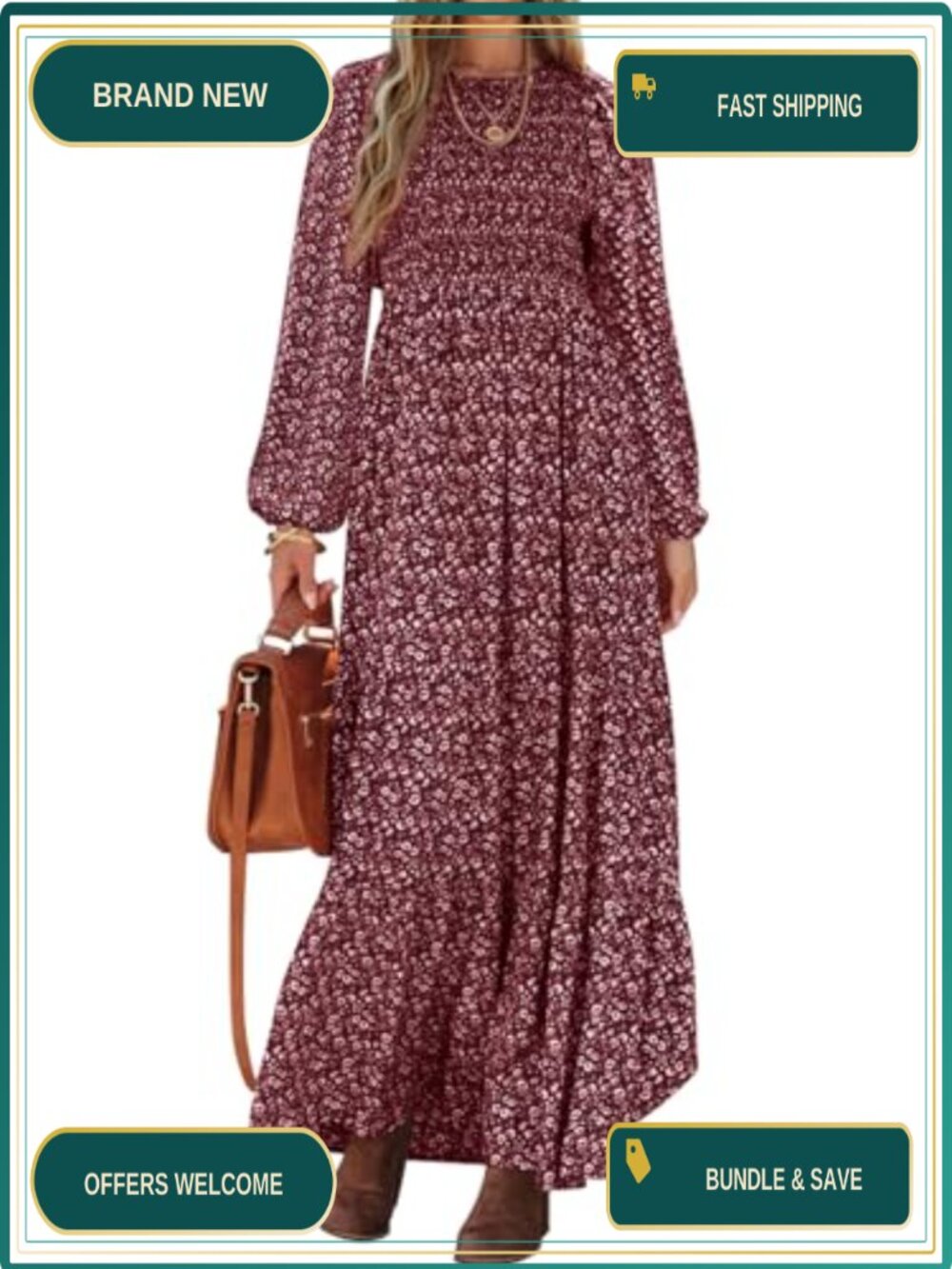 PRETTYGARDEN Long Sleeve Floral Maxi Fall Dresses for Women Trendy Outfits